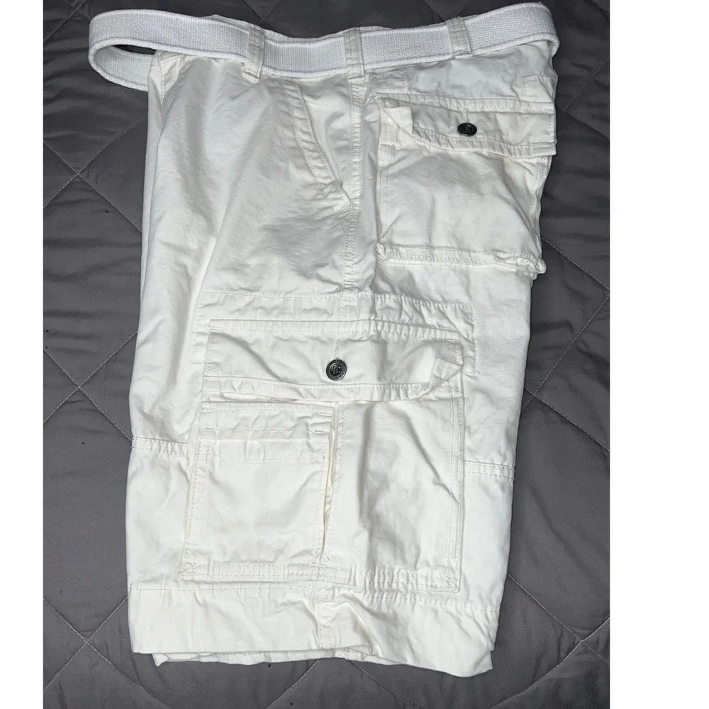 Levis Mens White Cargo Shorts with Belt Relaxed Fit Cotton‎ Twill W30 36610-0003